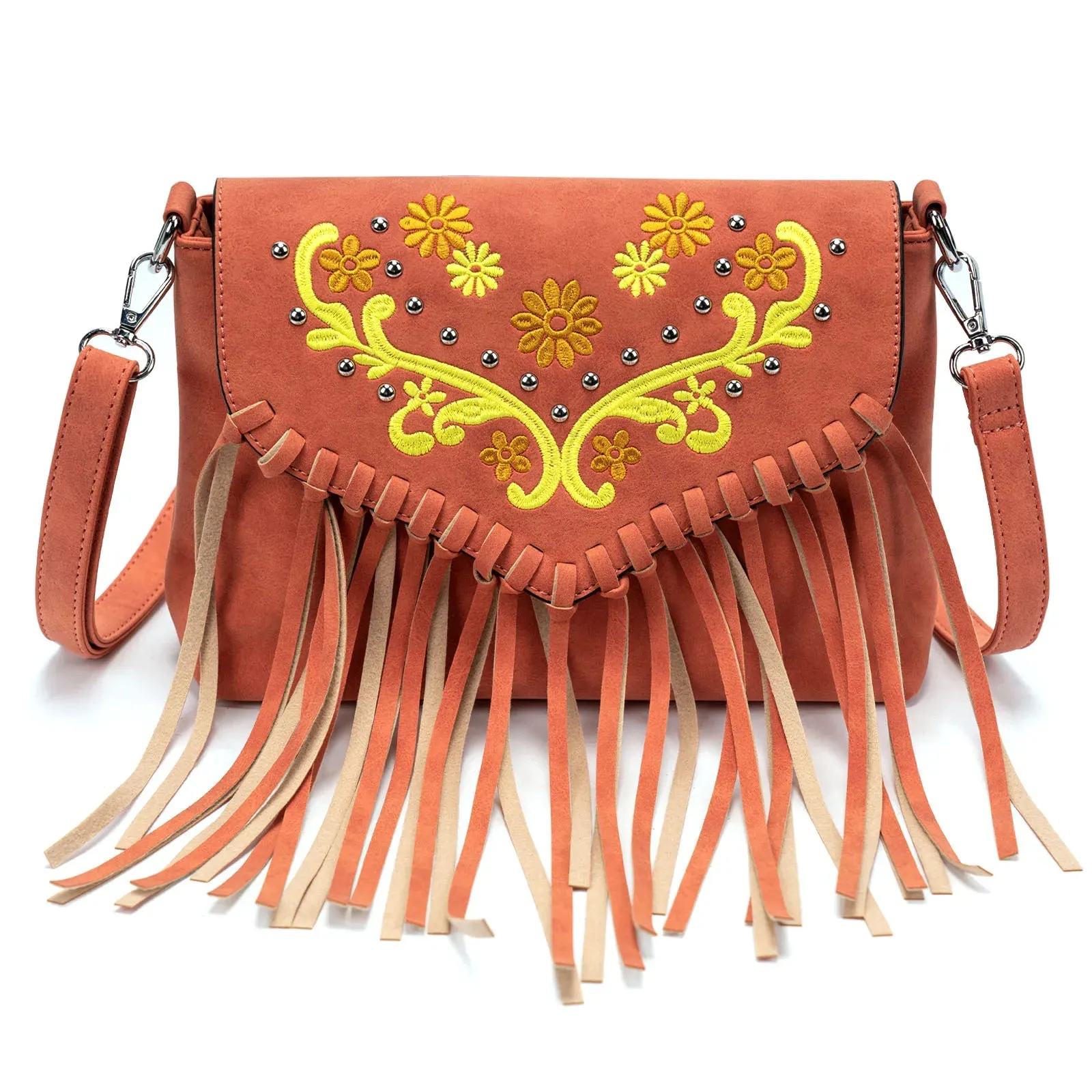 Western Fringe Shoulder Bag – PU Leather Crossbody with Buckle