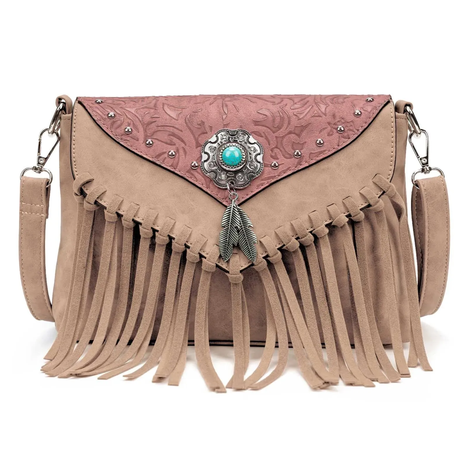 Western Fringe Shoulder Bag – PU Leather Crossbody with Buckle