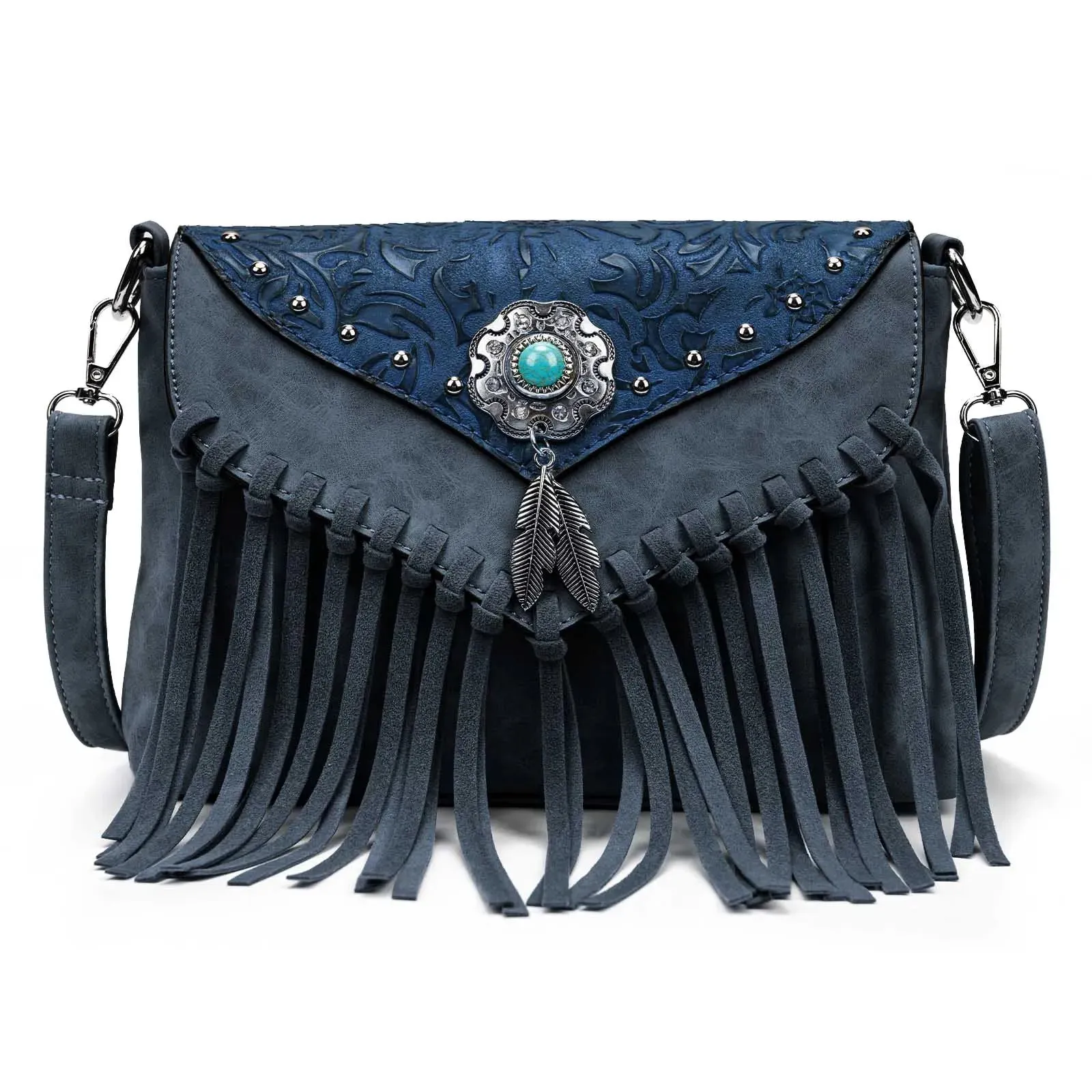 Western Fringe Shoulder Bag – PU Leather Crossbody with Buckle