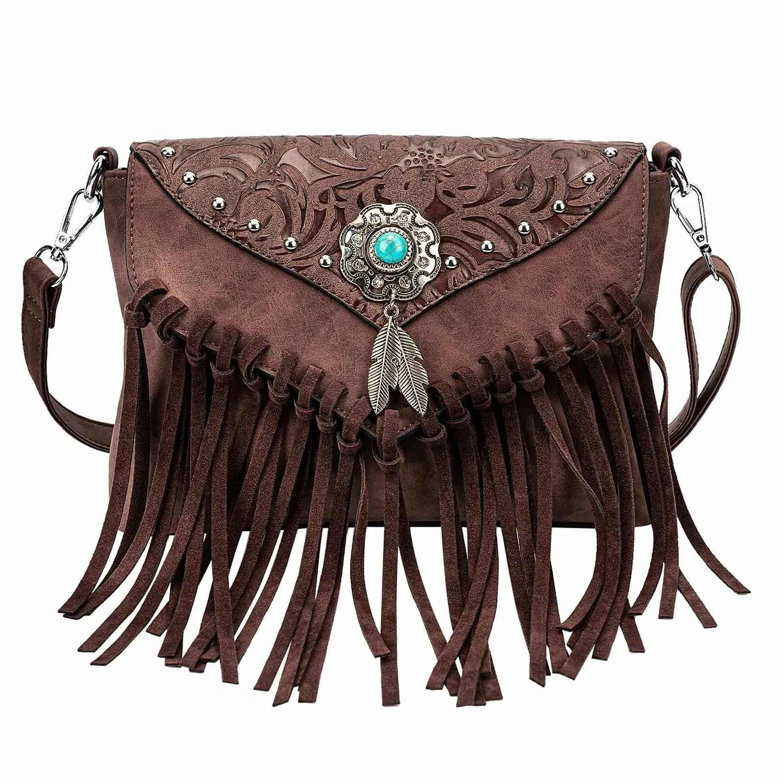 Western Fringe Shoulder Bag – PU Leather Crossbody with Buckle