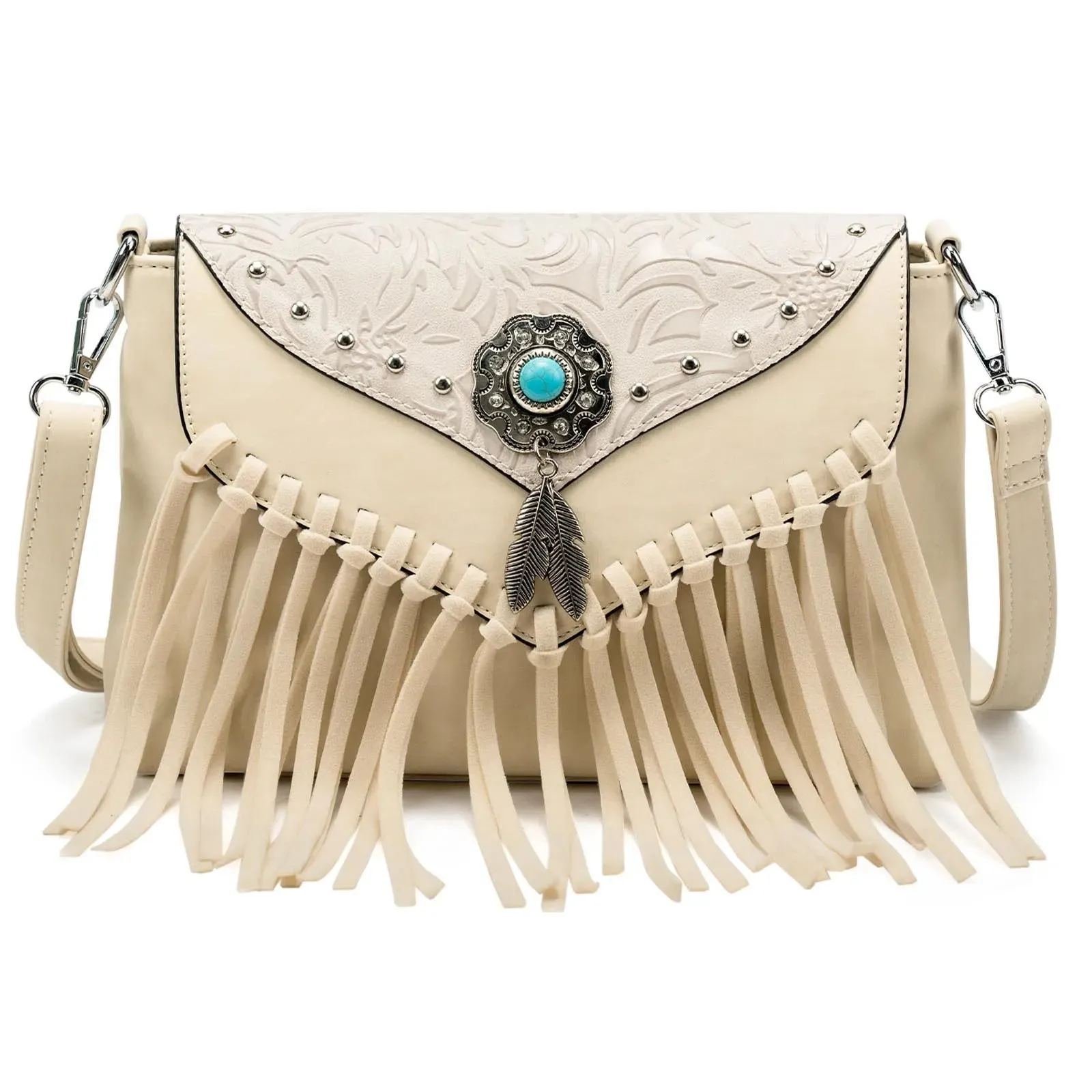 Western Fringe Shoulder Bag – PU Leather Crossbody with Buckle