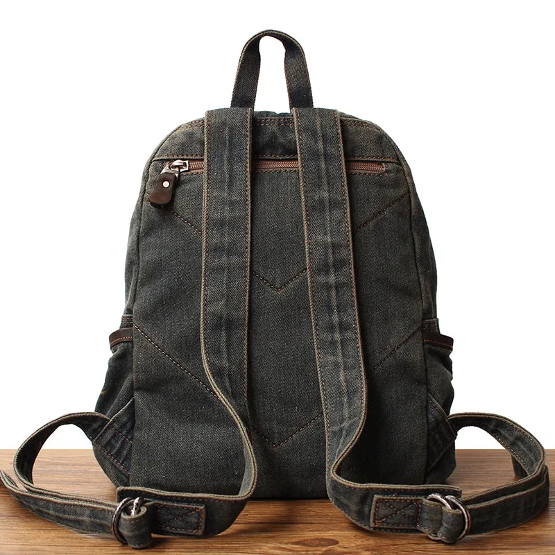 Womens Blue Denim Backpack Purse Vintage Denim Backpack for Women Jean Backpack Bag