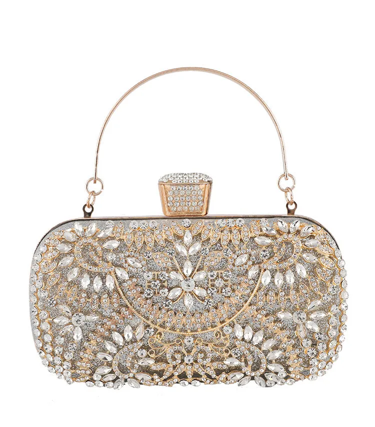 Women's Handheld Evening Bag Rhinestone Square Clutch 1747