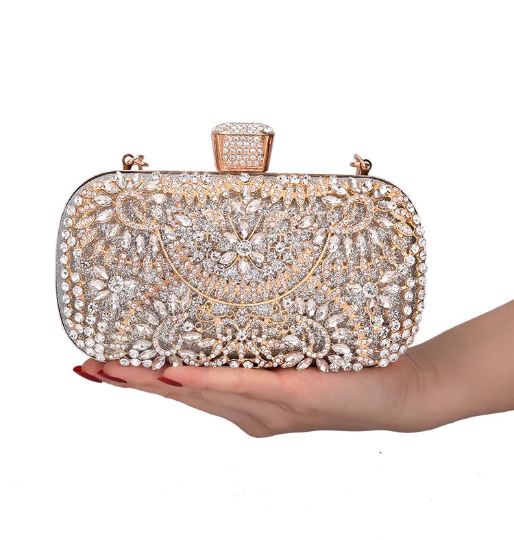 Women's Handheld Evening Bag Rhinestone Square Clutch 1747