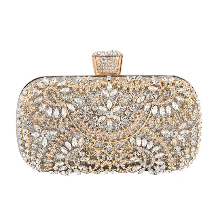 Women's Handheld Evening Bag Rhinestone Square Clutch 1747