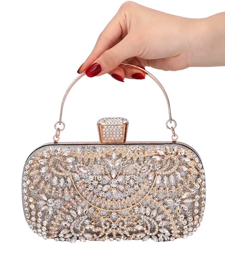 Women's Handheld Evening Bag Rhinestone Square Clutch 1747