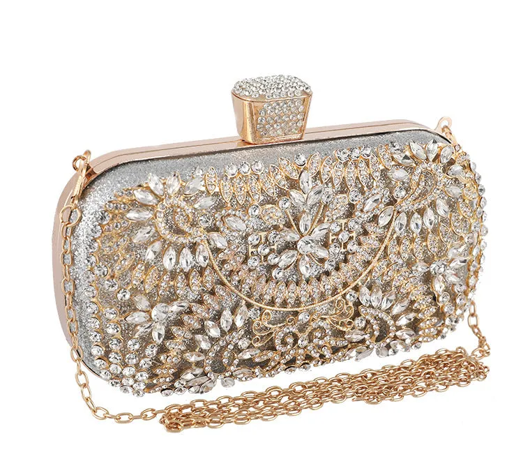 Women's Handheld Evening Bag Rhinestone Square Clutch 1747