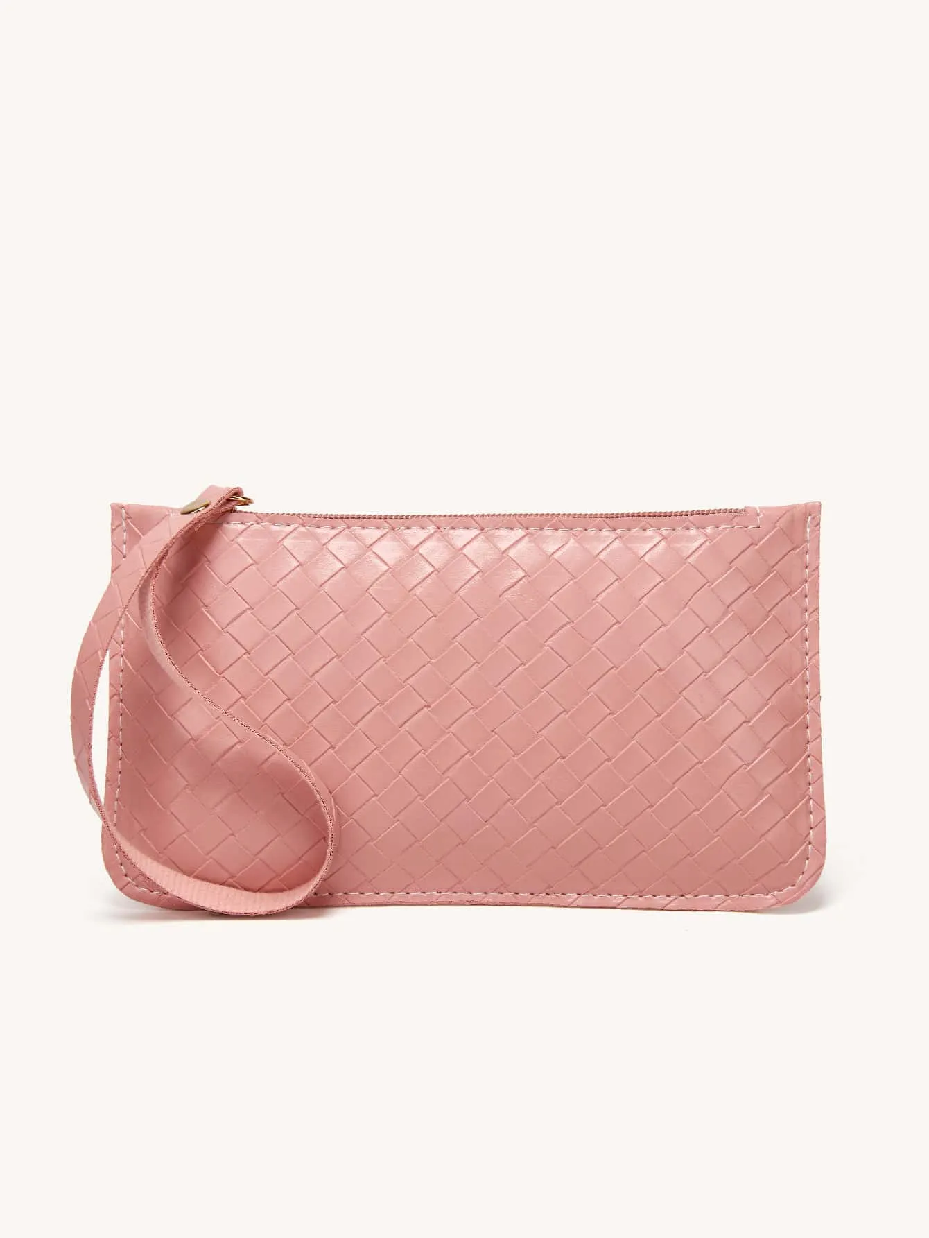 Woven Pattern Clutch Bag With Wristlet