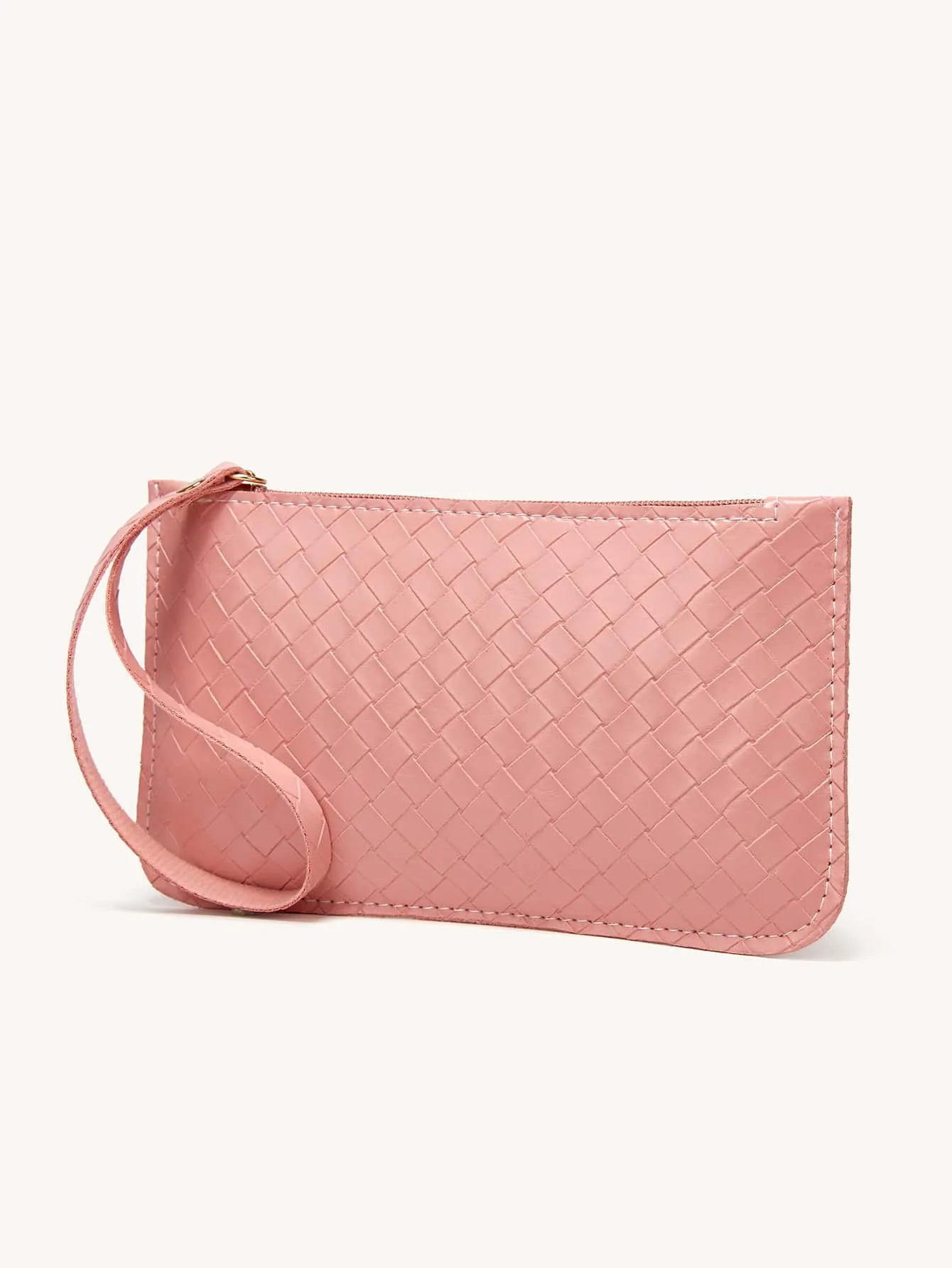 Woven Pattern Clutch Bag With Wristlet