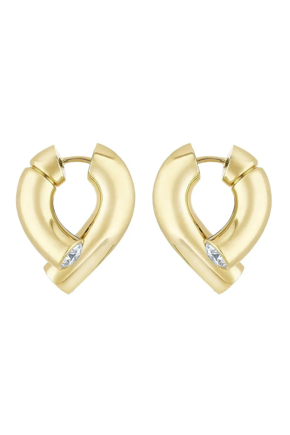 Yellow Gold Diamond Oera Hoop Earrings